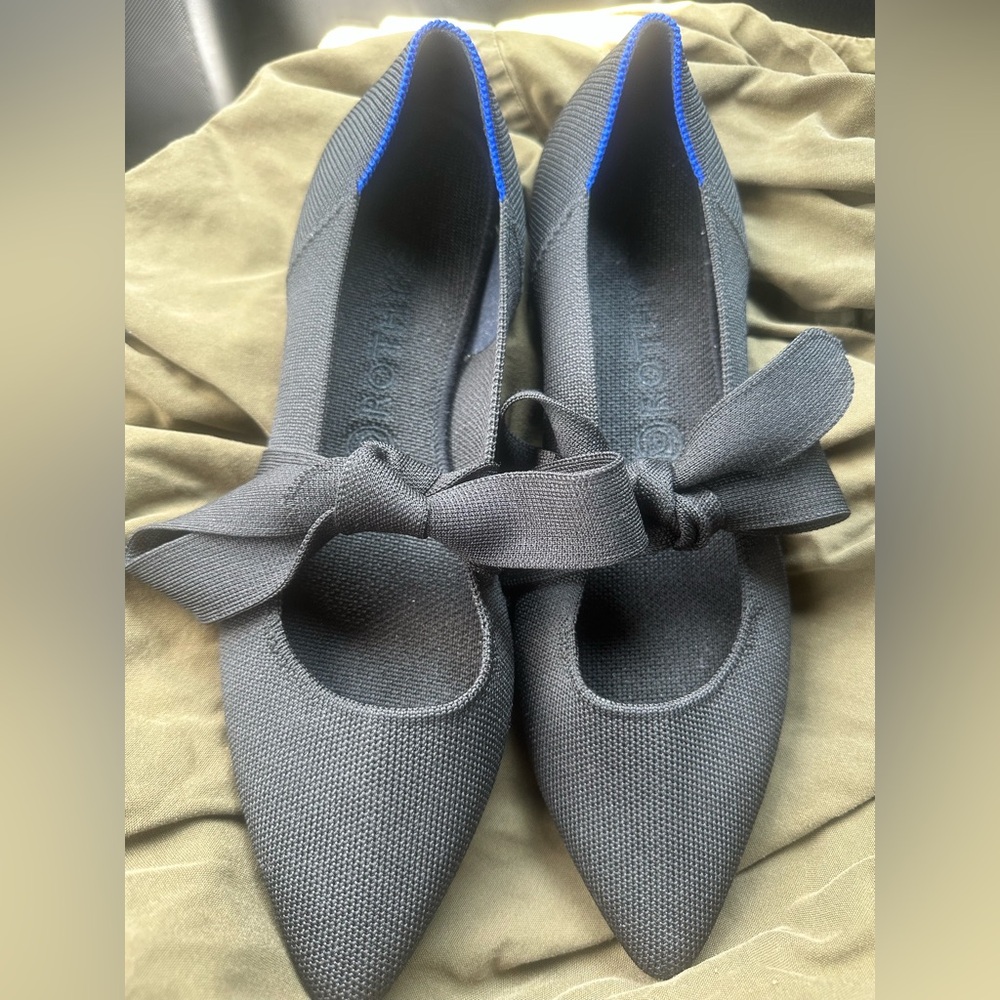 Rothy’s Black Mary Jane Bow Tie Flats Women's Shoes 10.5